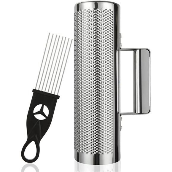 10" x 3" Metal Guiro Instrument with Scraper, Stainless Steel Guiro Shaker - Picture 2 of 5